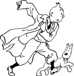 Drawing of tin tin and milou coloring