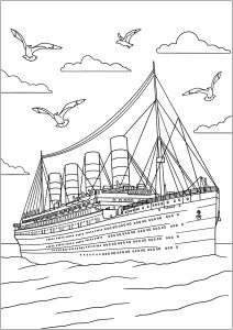 Magnificent, highly detailed drawing of the Titanic