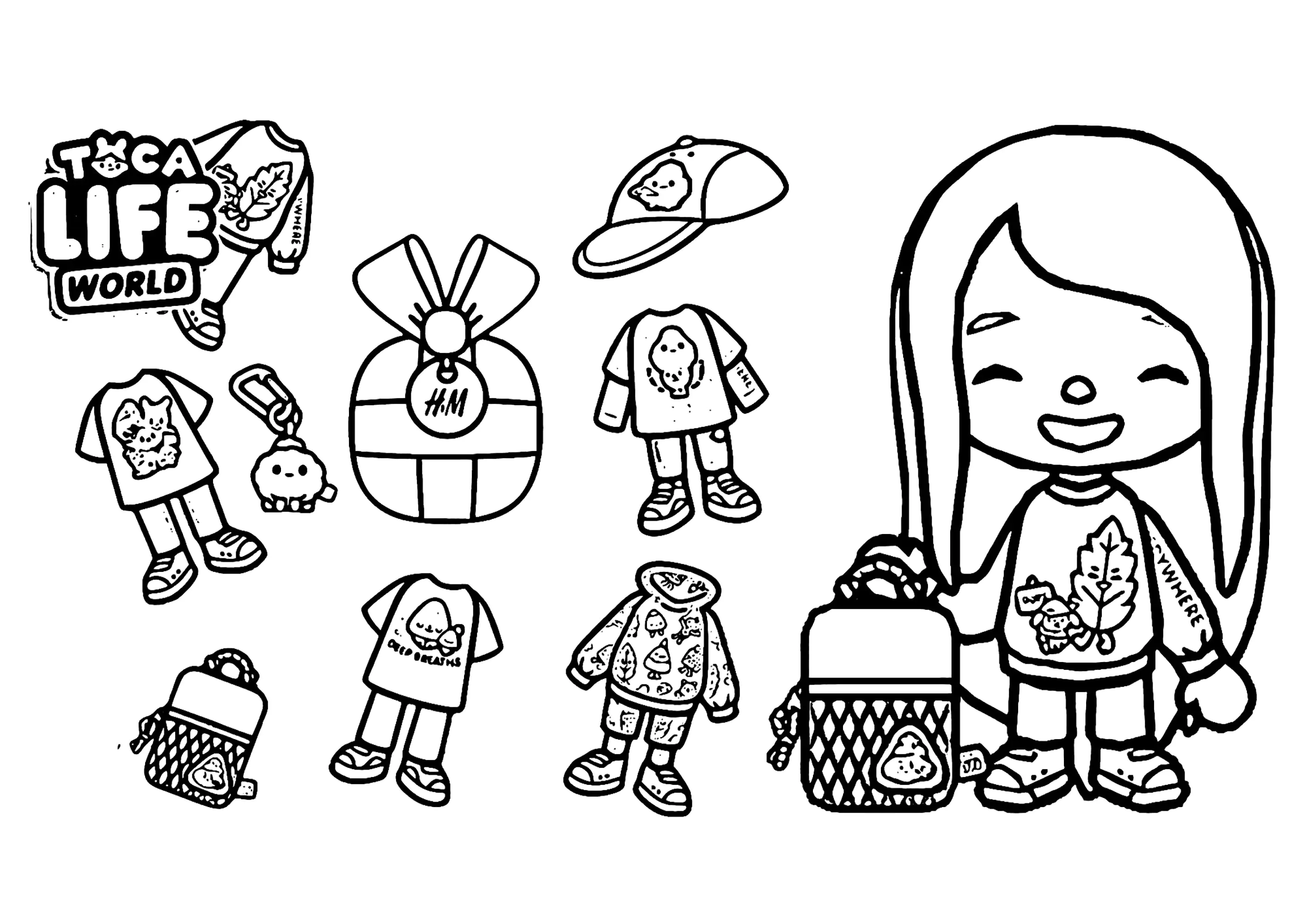 Garments to assemble (Printable Toca Boca Coloring Page for Kids)