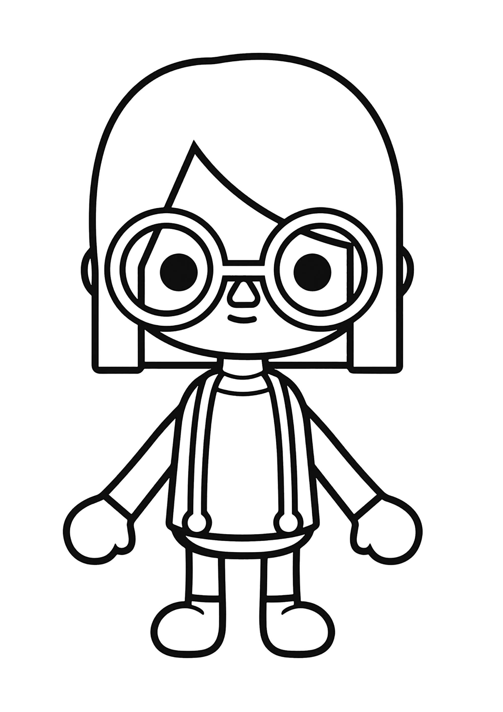 Girl with glasses (Printable Toca Boca Coloring Page for Kids)
