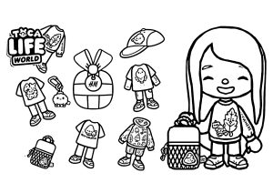 Printable Toca Boca Coloring Page for Kids : Garments to assemble