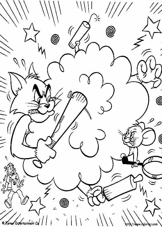 Downloadable coloring pages of Tom & Jerry