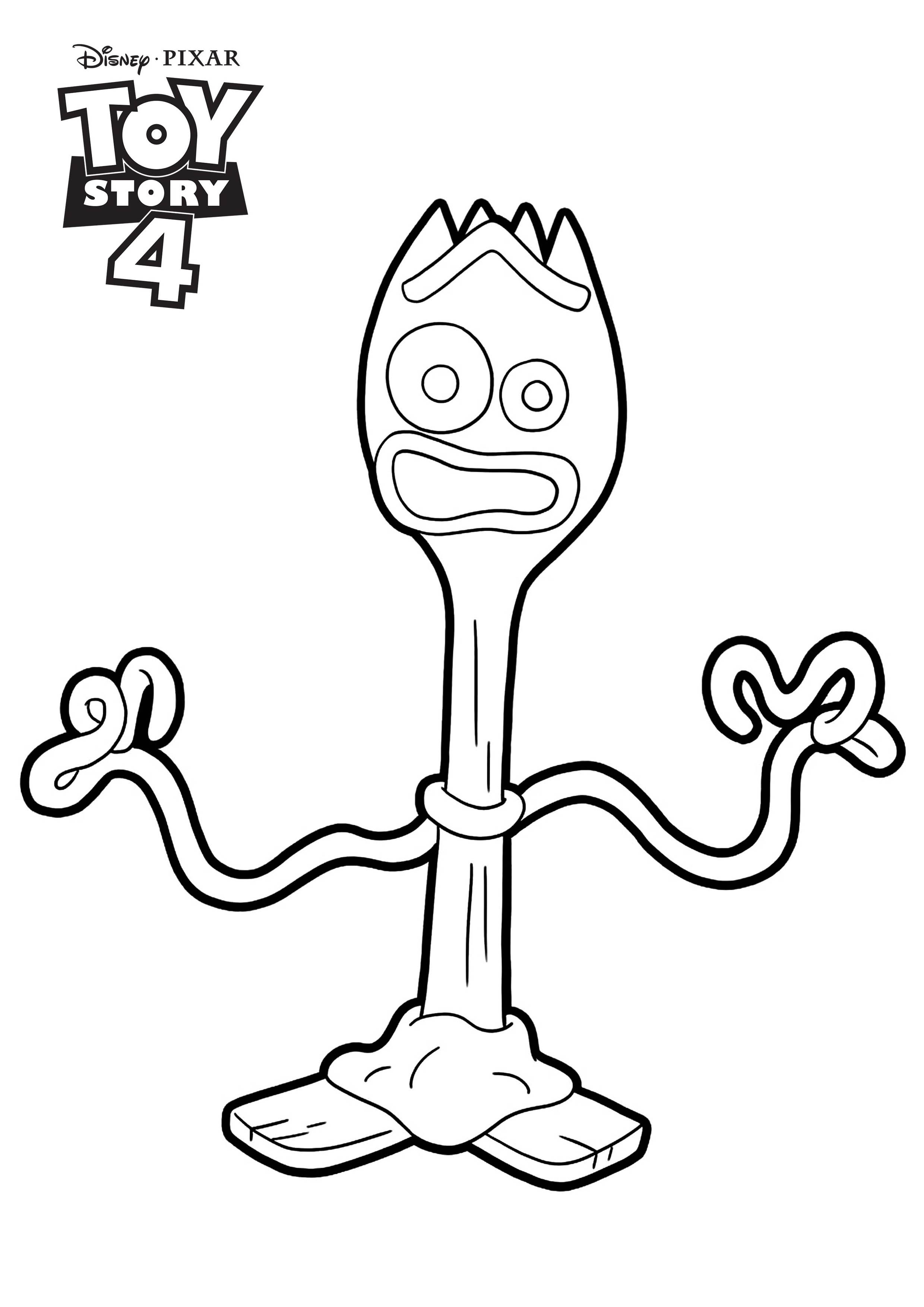 Beautiful Toy Story 4 coloring page to print and color : Forky