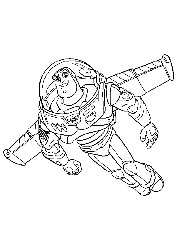 Cute free Toy Story coloring page to download : Buzz Lightyear flying