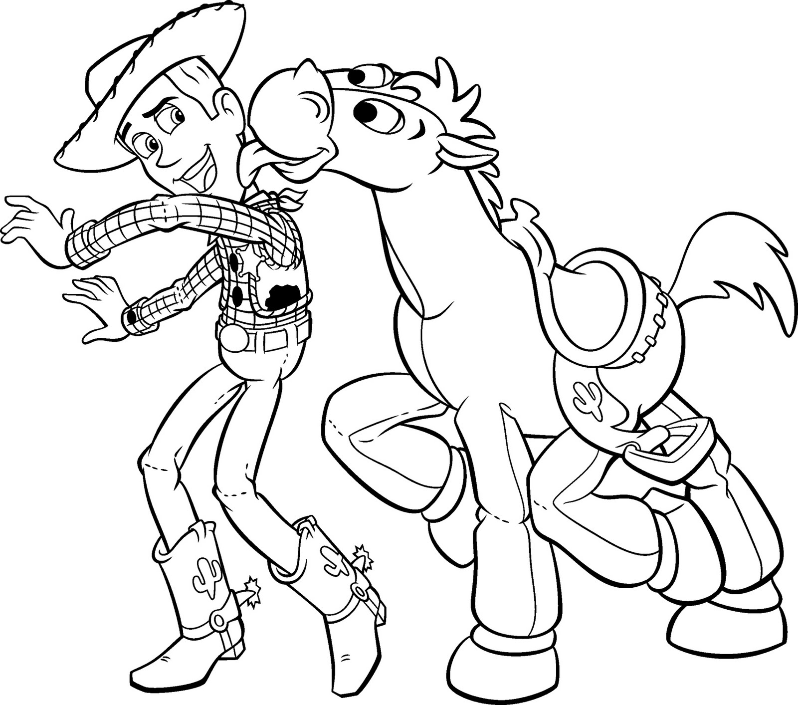 Download Woody and Bullseye - Toy Story Kids Coloring Pages