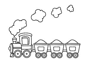 Pretty little steam train with locomotive and carriages