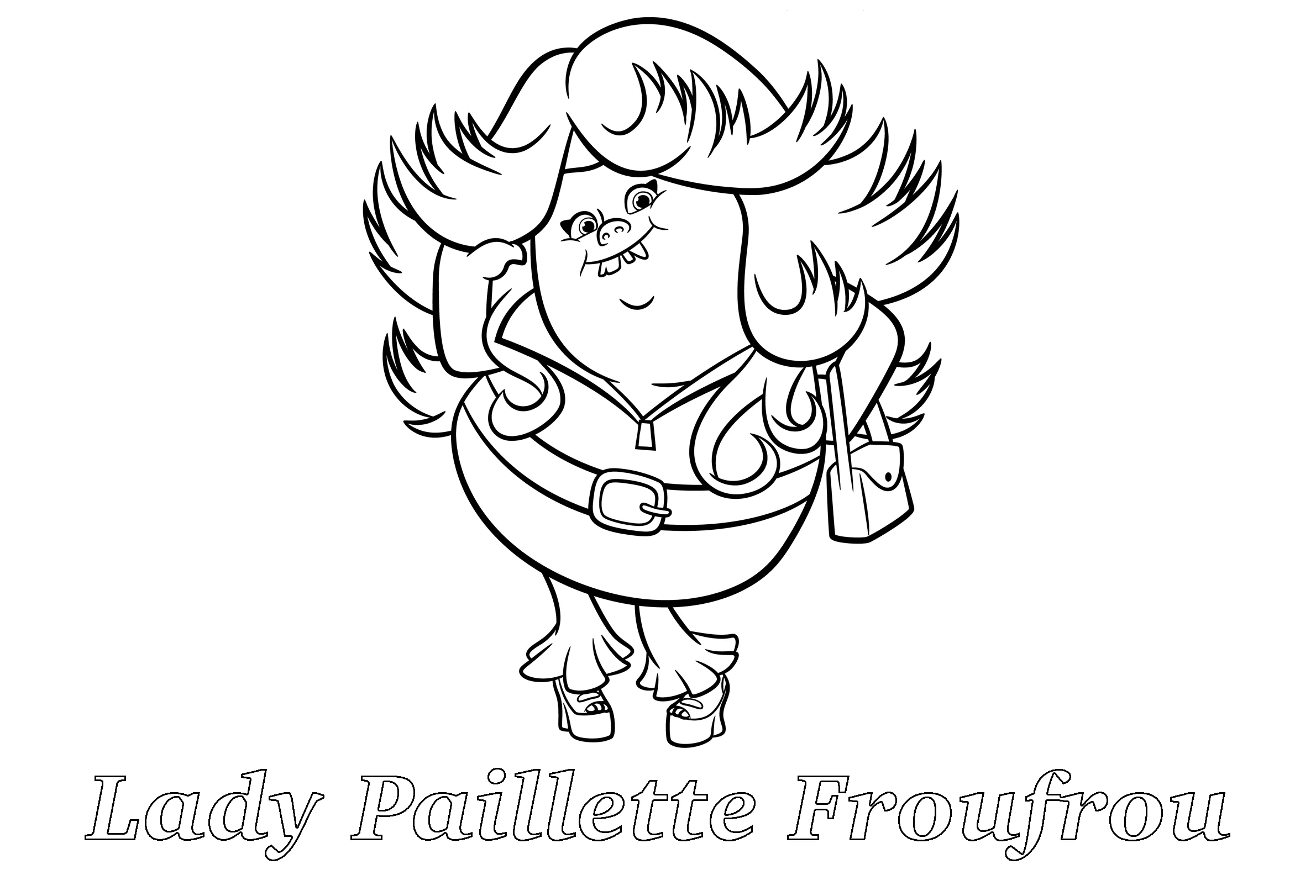 Brigitte with her new identity (Printable Trolls Coloring Page for Kids)