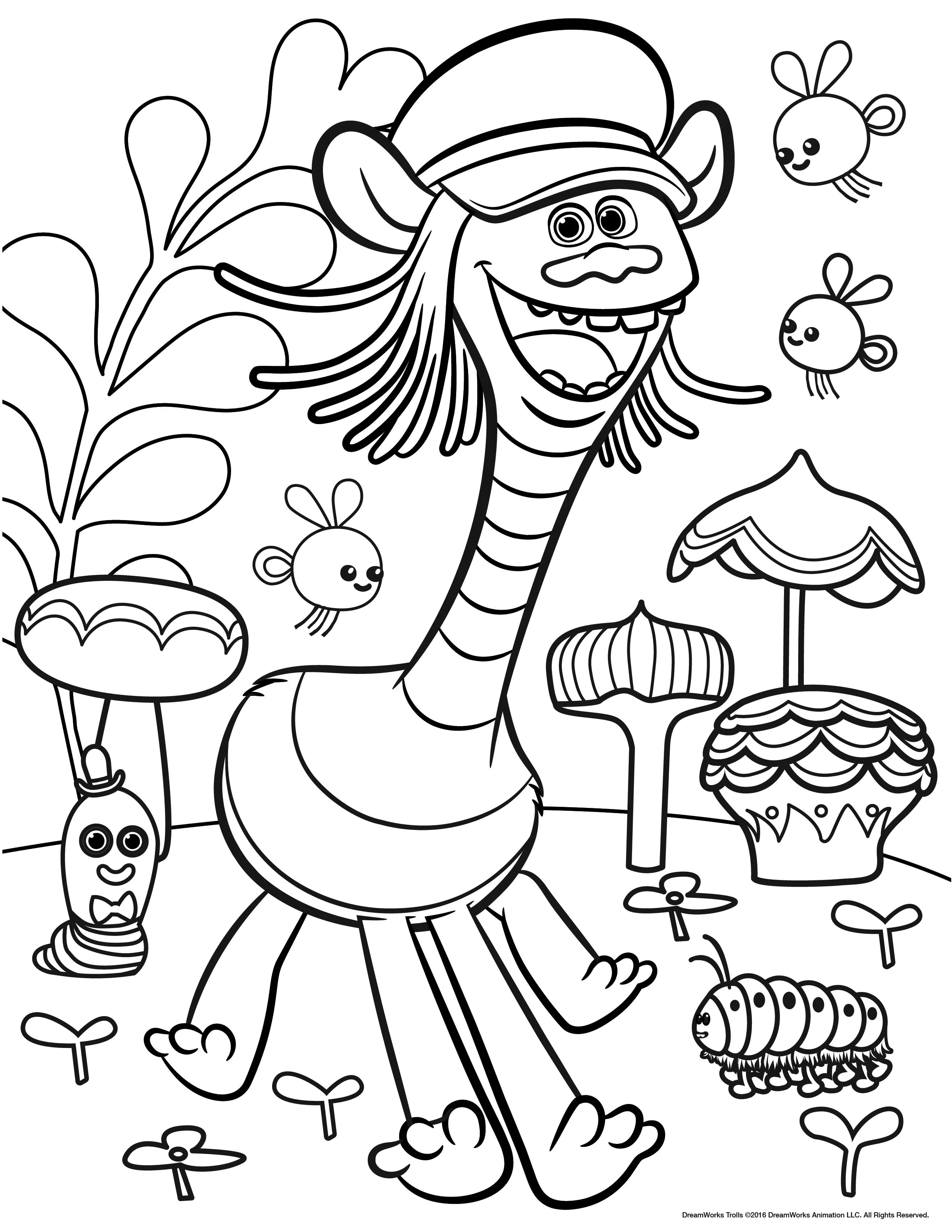 Cooper very happy (Printable Trolls Coloring Page for Kids)