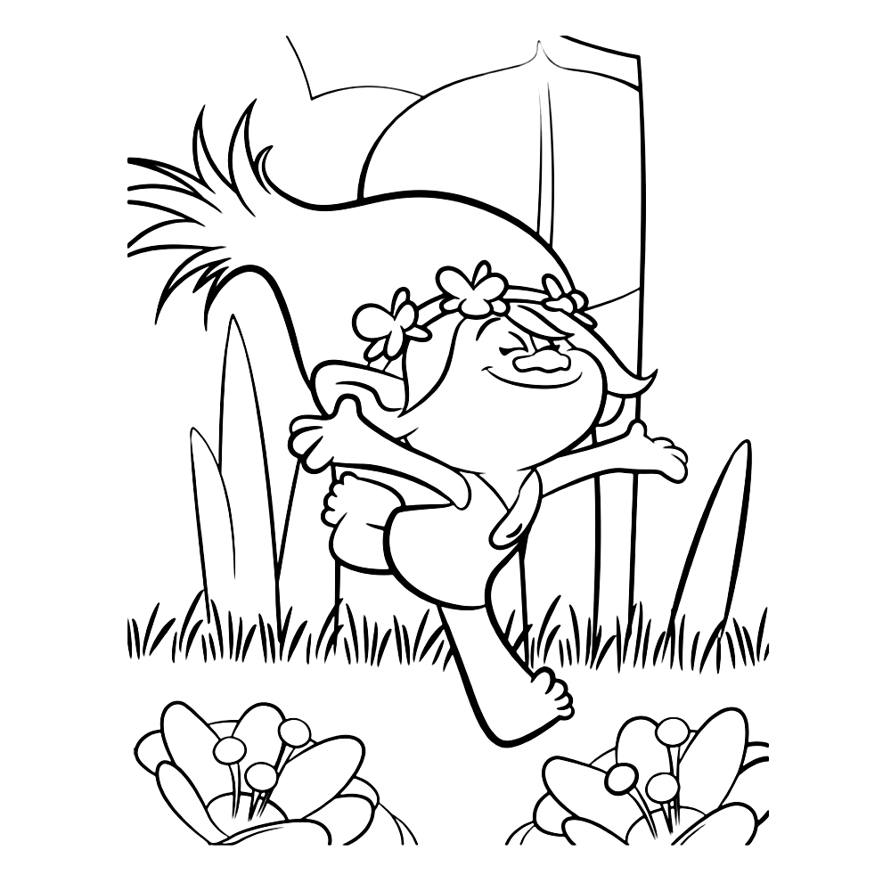 Simple Trolls coloring page for kids