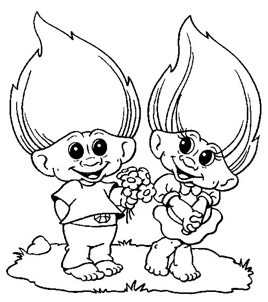 Simple Trolls coloring page to print and color for free