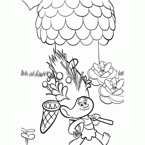 Poppy on the move (Trolls Coloring Page)