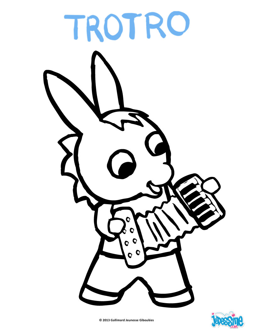 Free coloring pages of Trotro the donkey