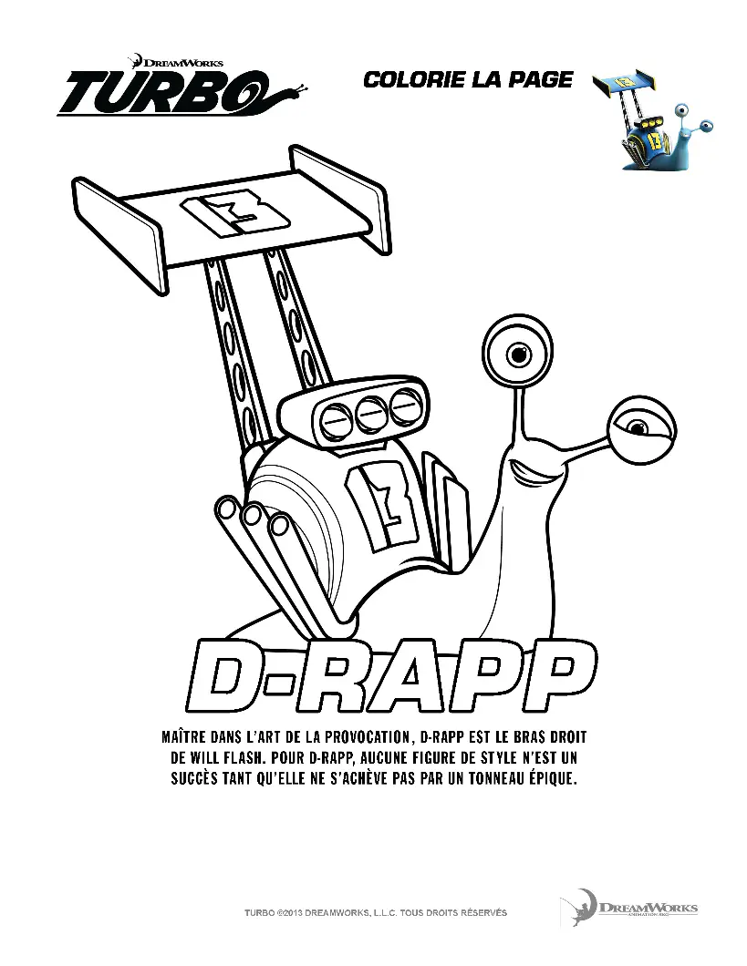 Free Turbo coloring page to color
