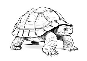 Realistic drawing of an old turtle