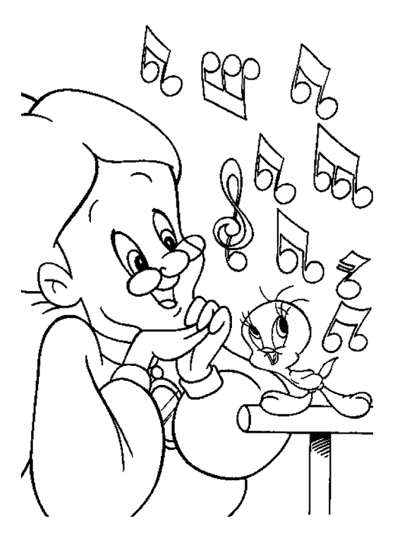 Picture of Tweety and Grandma to print and color