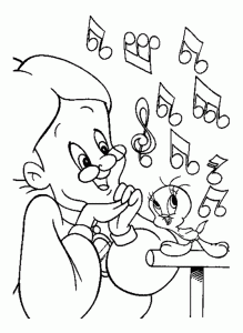 Coloring page tweety & sylvester for kids