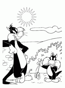 Coloring page tweety & sylvester to print for free
