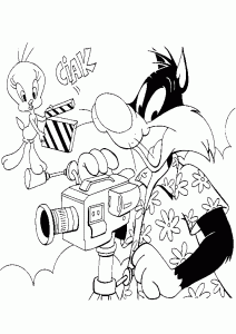 Coloring page tweety & sylvester to print