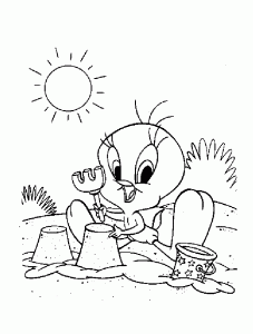 Printable coloring pages of Tweety and Big Kitty for kids