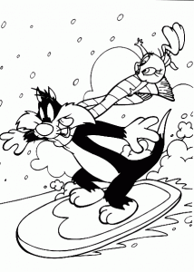 Coloring page tweety & sylvester free to color for children