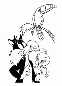 Coloring page tweety & sylvester to download