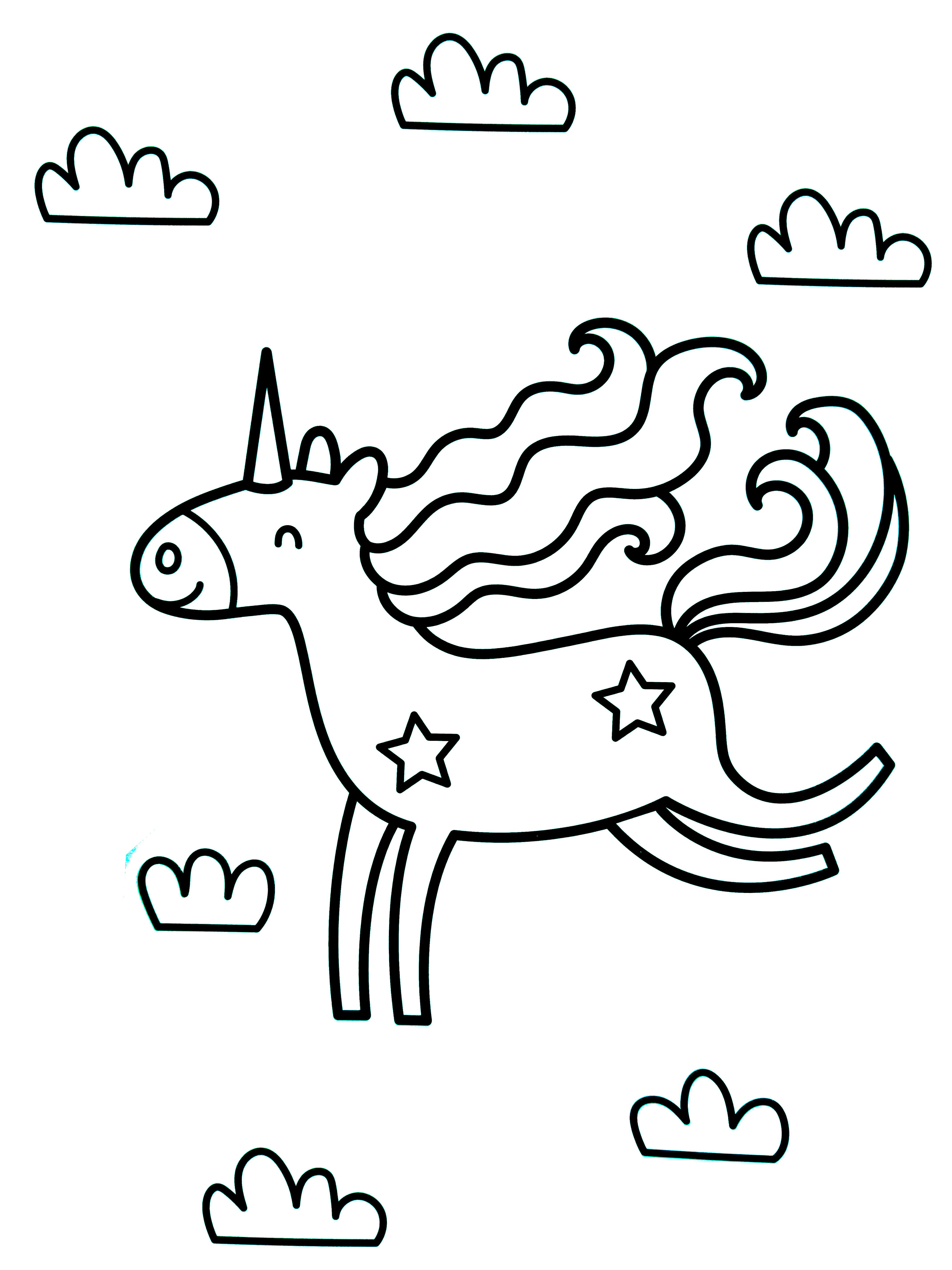 Unicorn in the sky Unicorn Coloring Pages