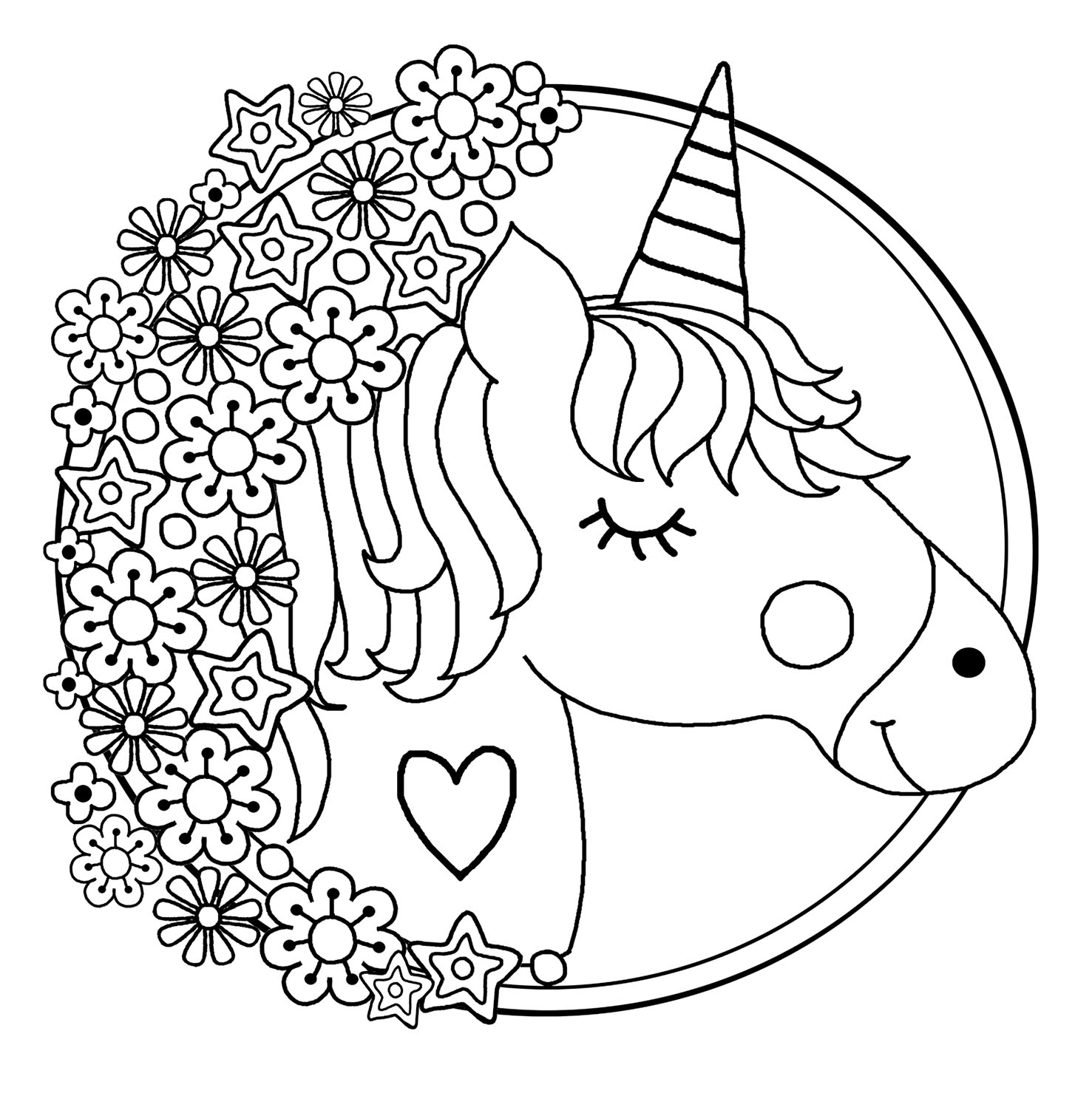 free coloring pages of pretty unicorns