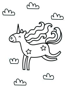 Unicorn in the sky (Coloring Page)
