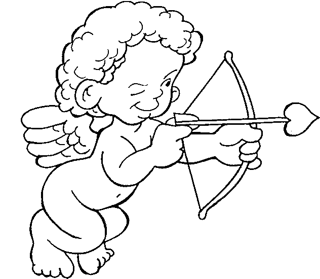 Drawing of cupid to print and color