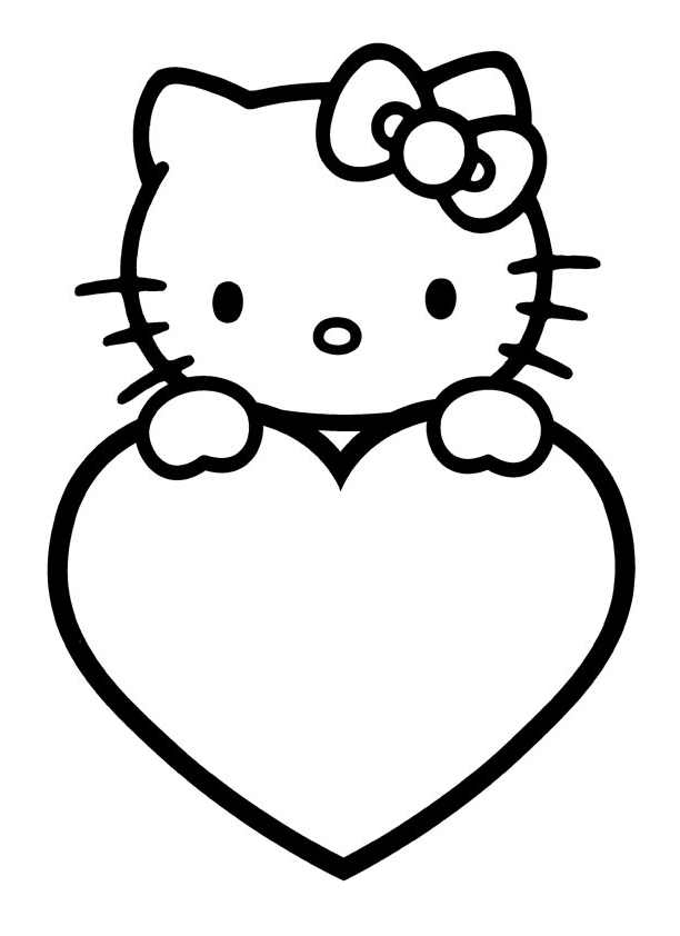 Hello Kitty with a Heart coloring page