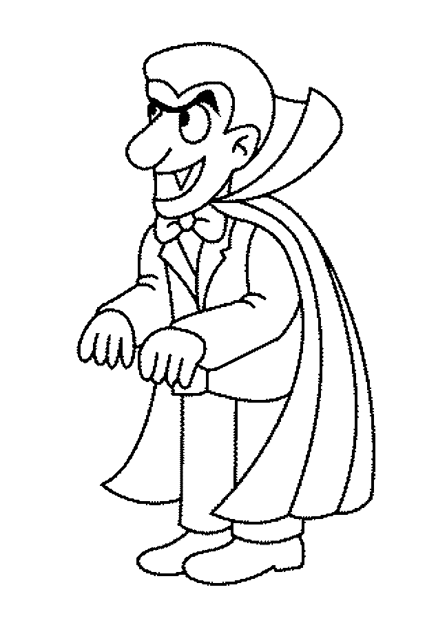 Vampire coloring page with big cape!
