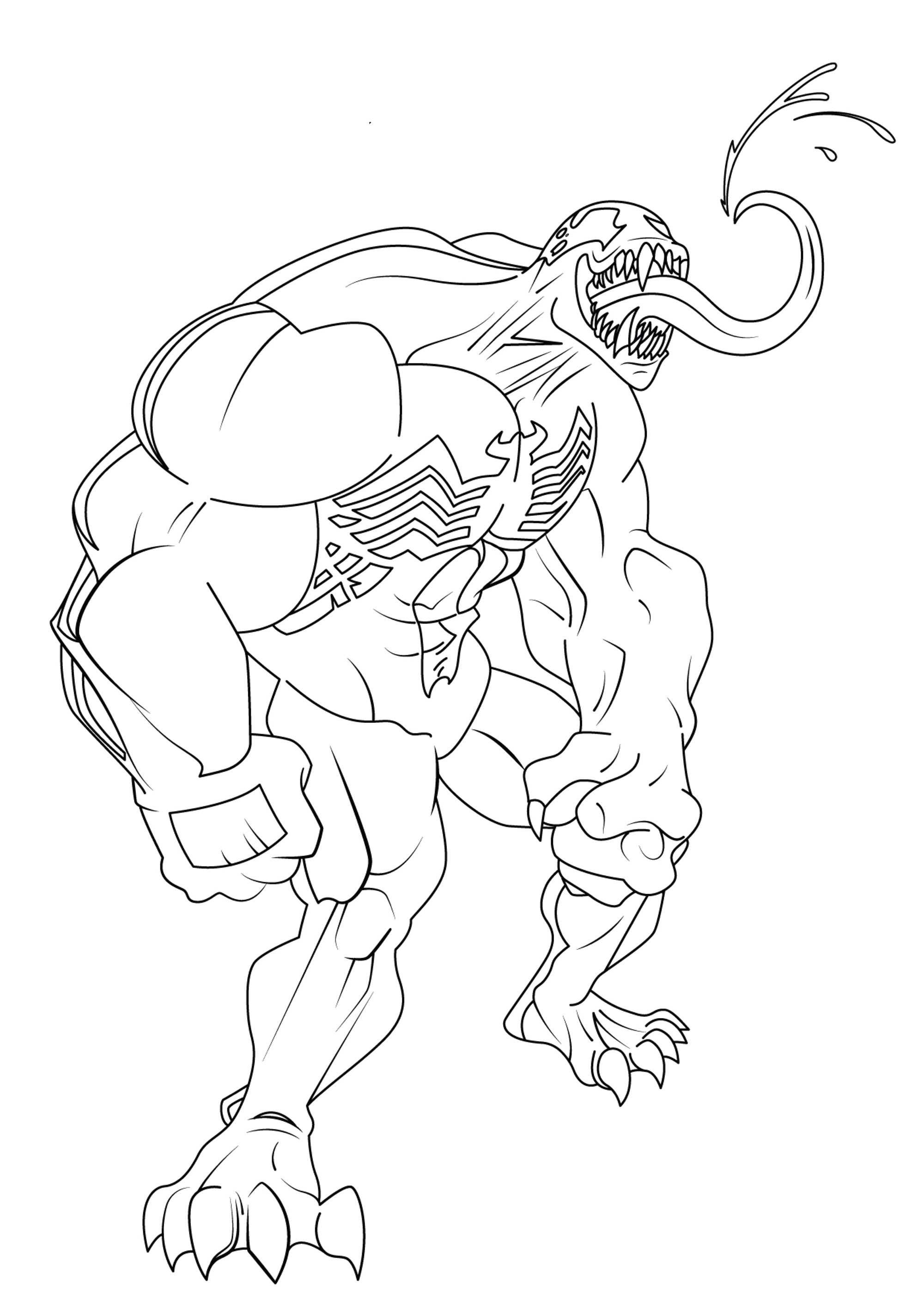 Simple coloring page of Venom. Impressive muscularity