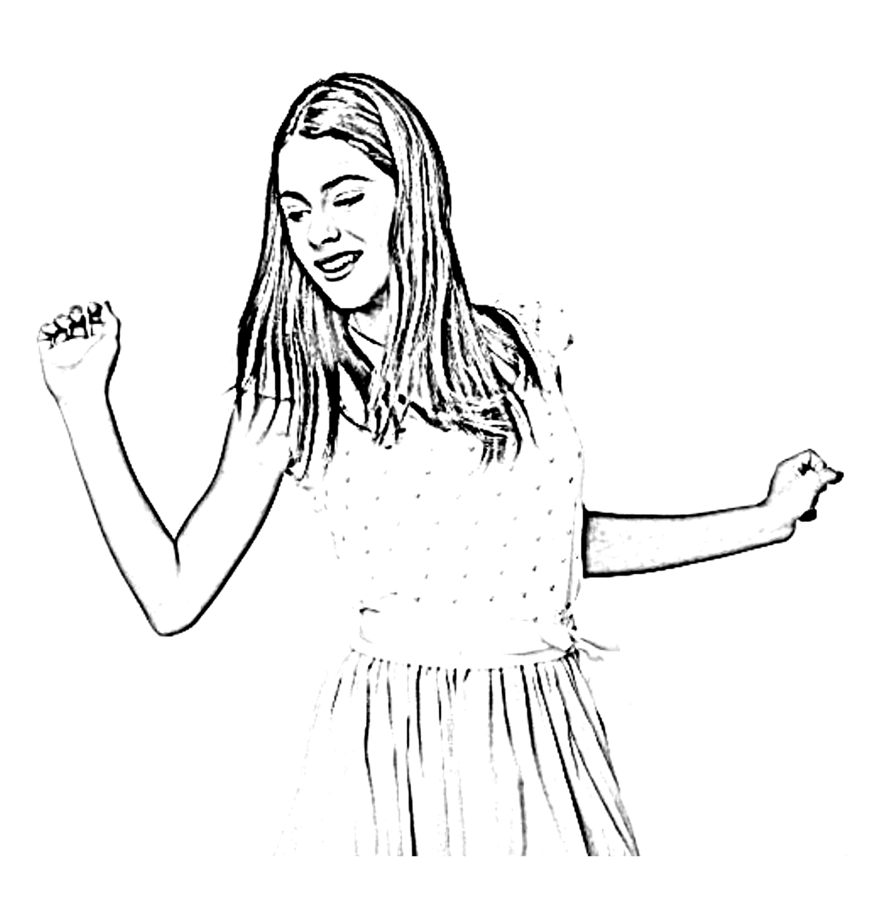 Funny free Violetta coloring page to print and color