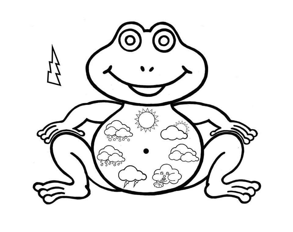 Frog doing the weather to print and color