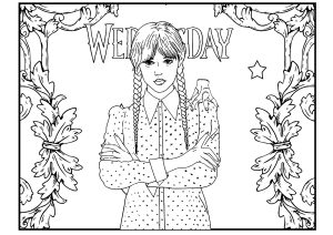 Colouring with Wednesday Addams