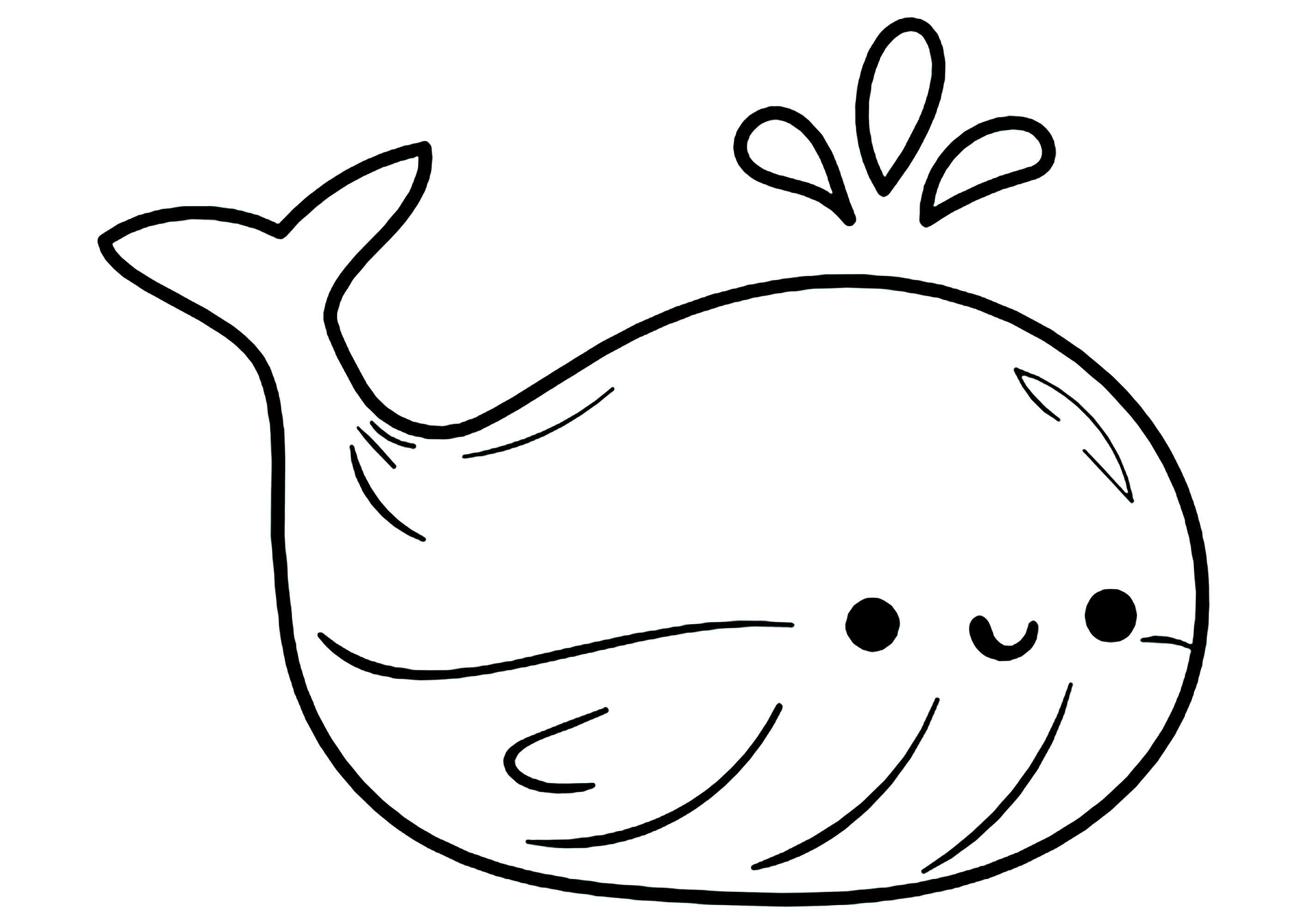 Cute whale drawn in Kawaii style