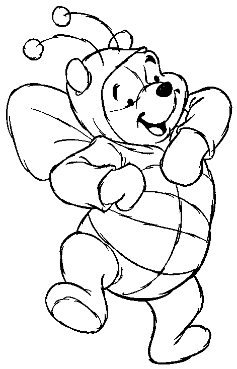 Coloring of Winnie dressed as a bee!