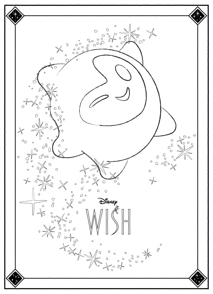 Wish : Star. Official coloring page of the Disney movie 'Wish'