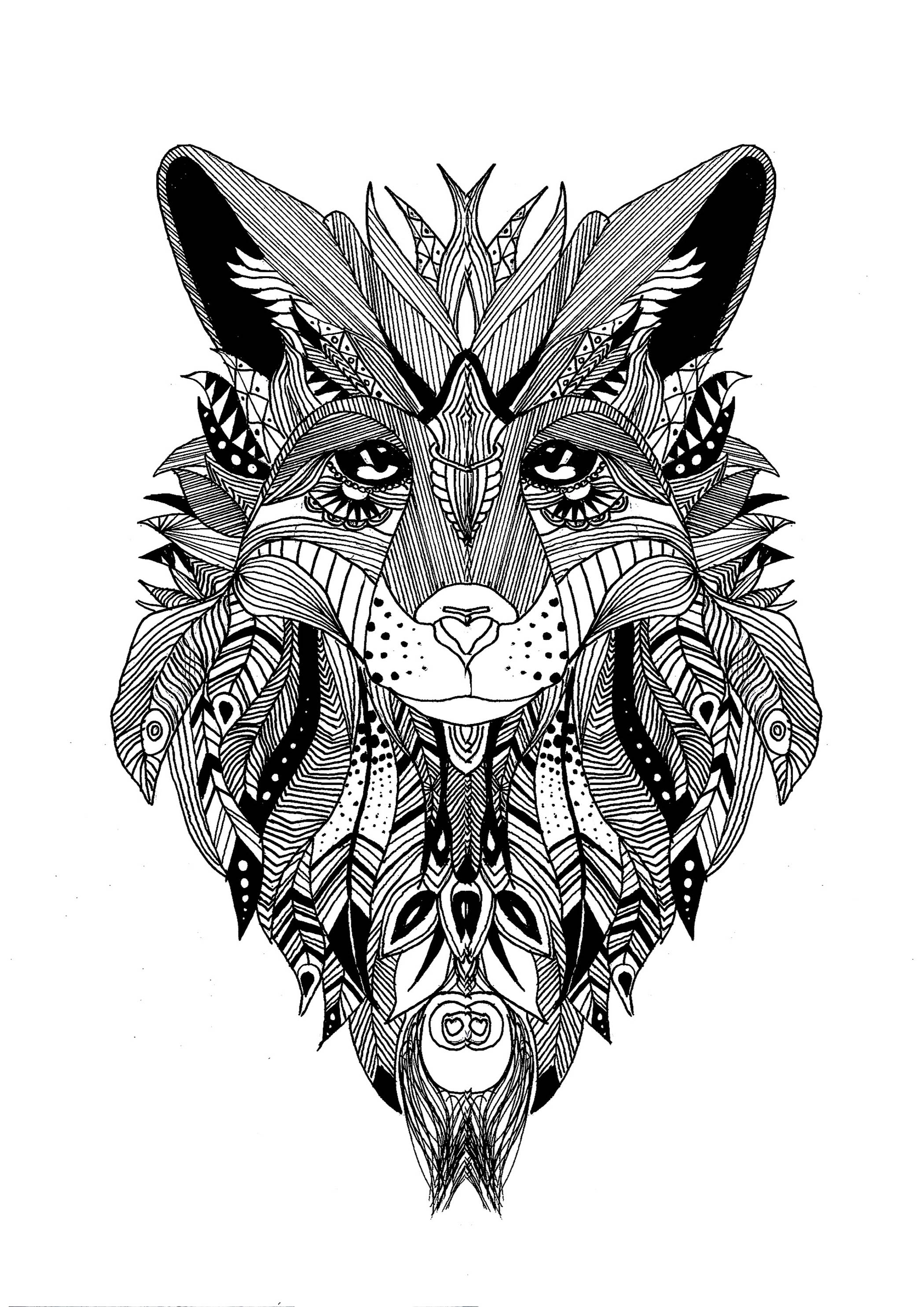 Simple Wolf coloring page for kids, Artist : Krissy