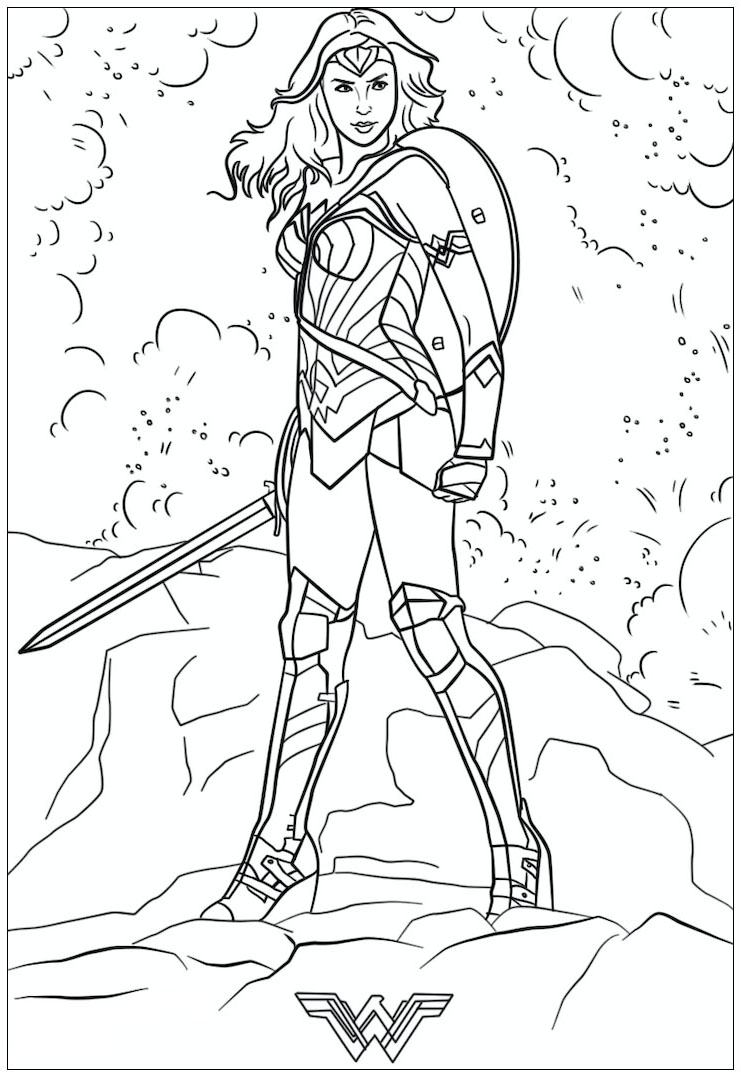 Funny Wonder Woman coloring page for kids