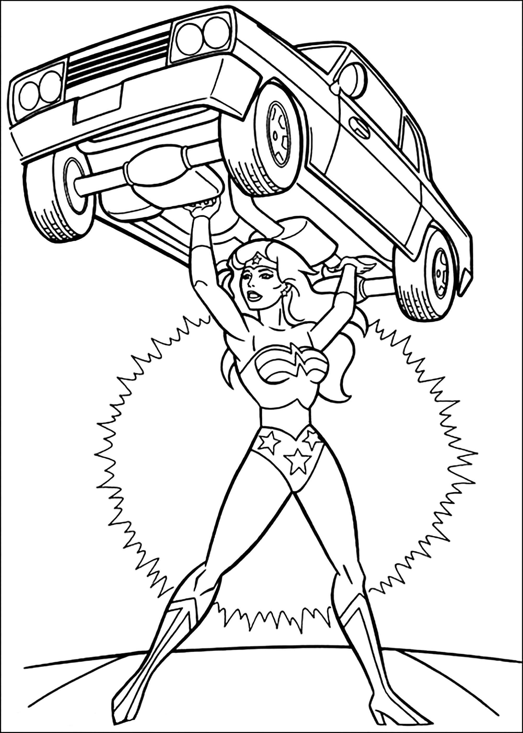 Funny Wonder Woman coloring page for kids