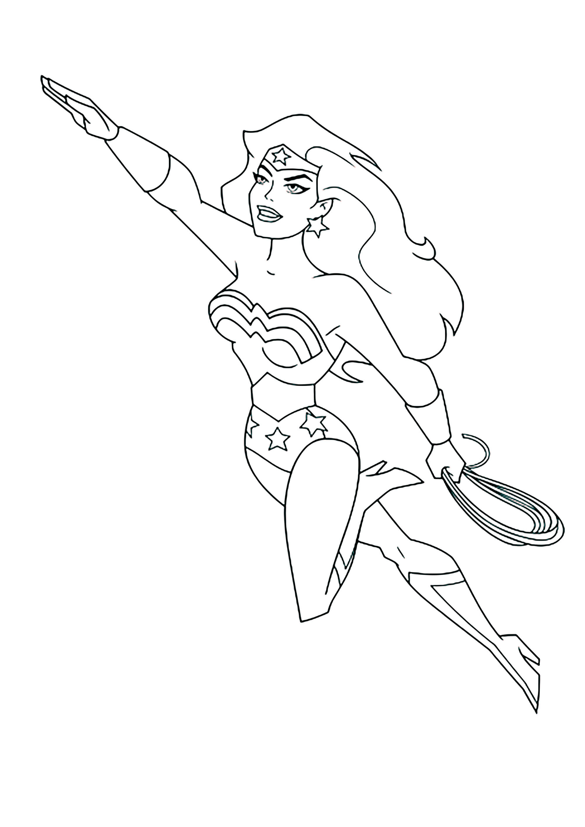 Printable Wonder Woman coloring page to print and color for free