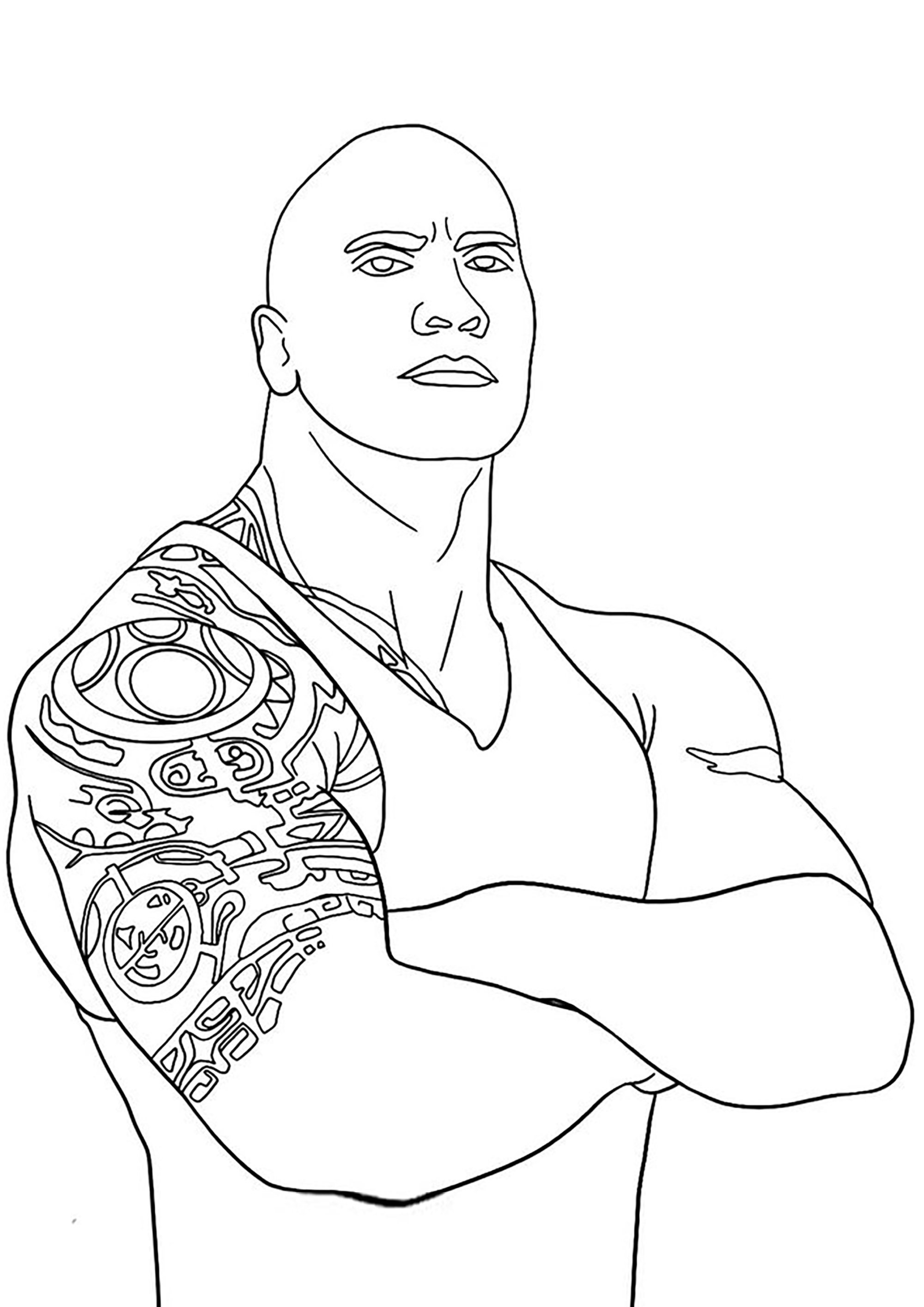 Simple coloring of The Rock (WWE)