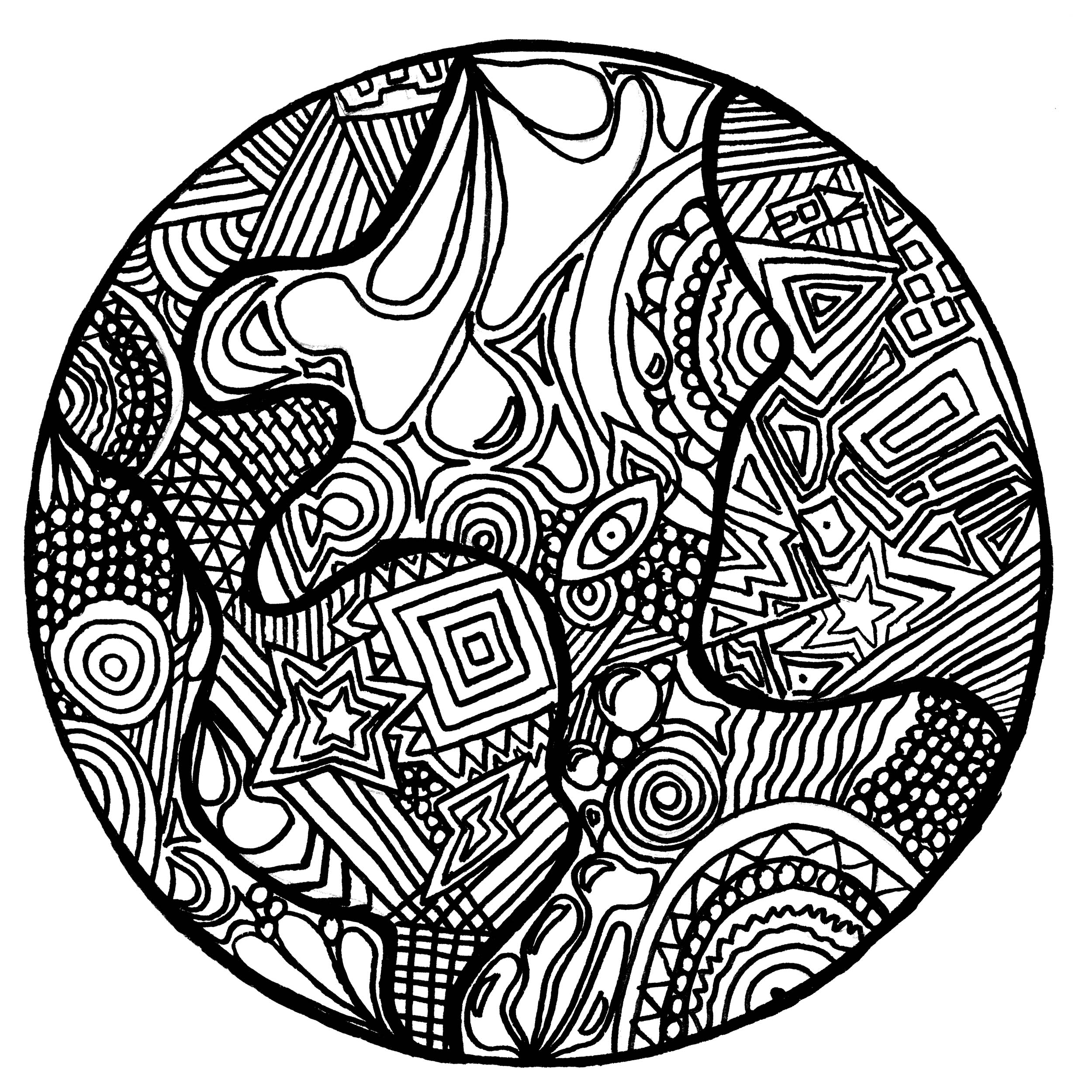 Incredible Zentangle coloring page to print and color for free