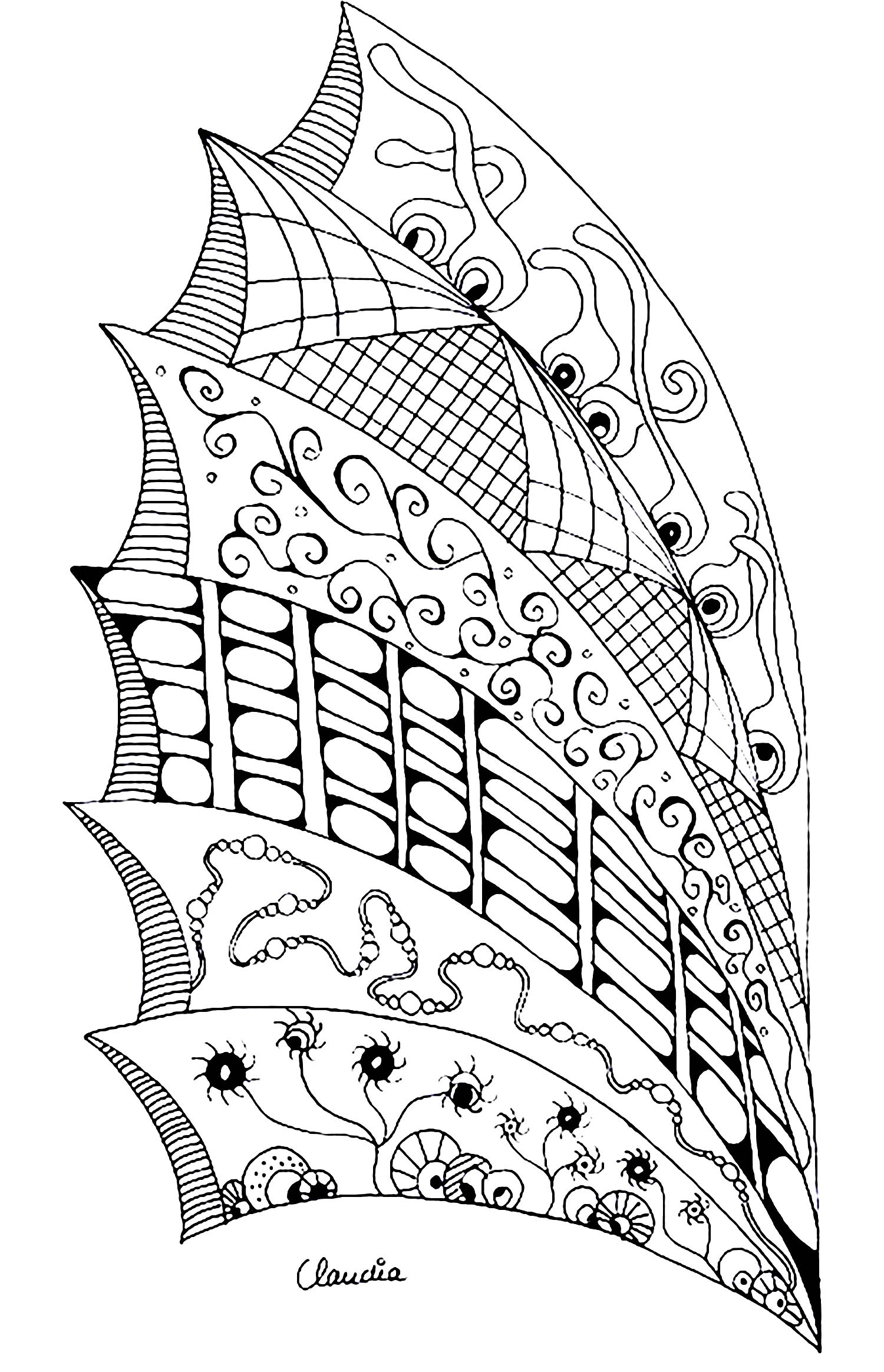 Simple Zentangle coloring page for kids