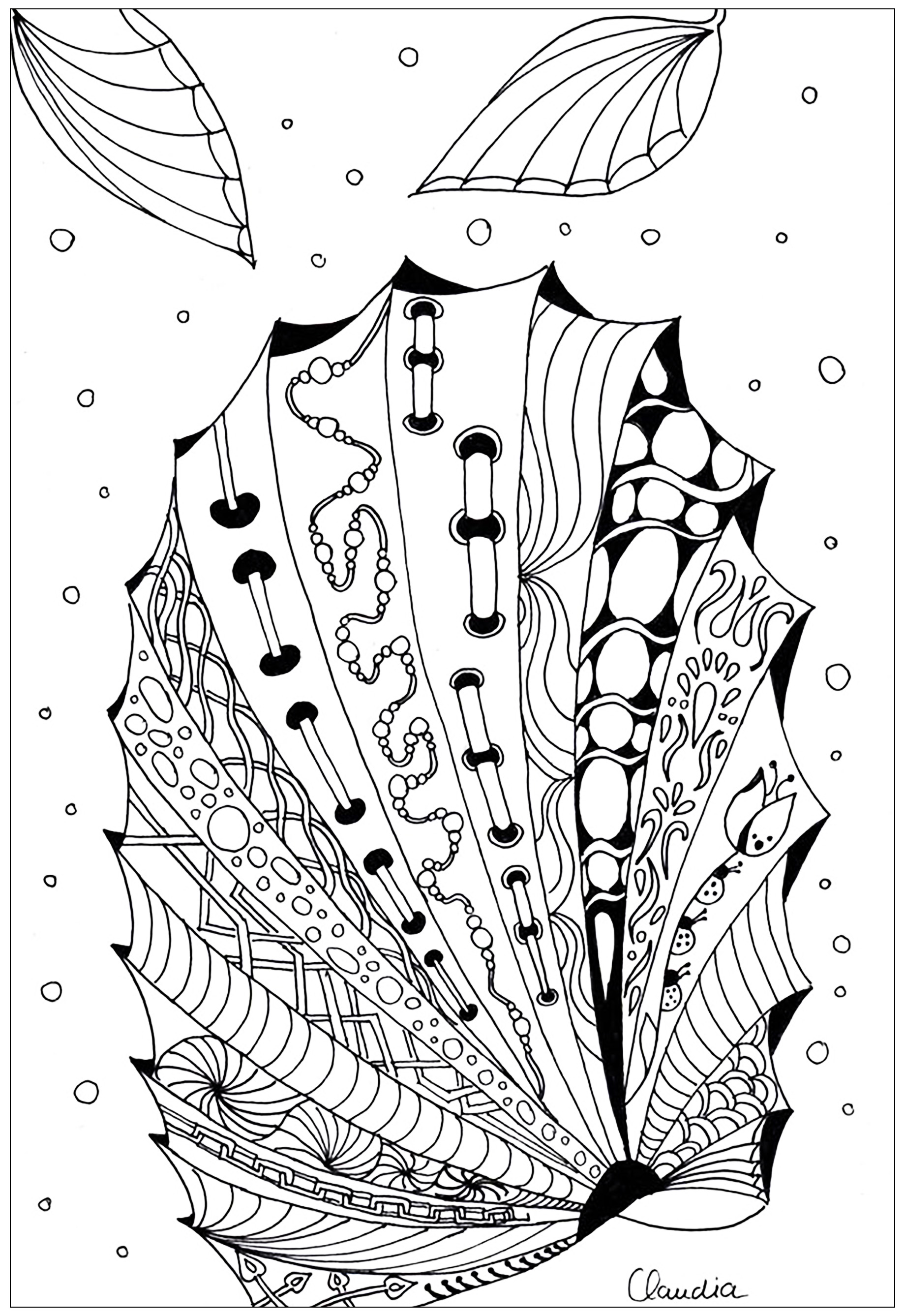 Incredible Zentangle coloring page to print and color for free