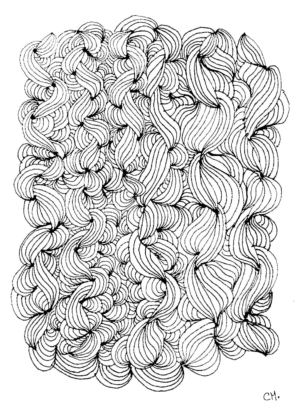 Original drawing Zentangle, to color, by Cathy M