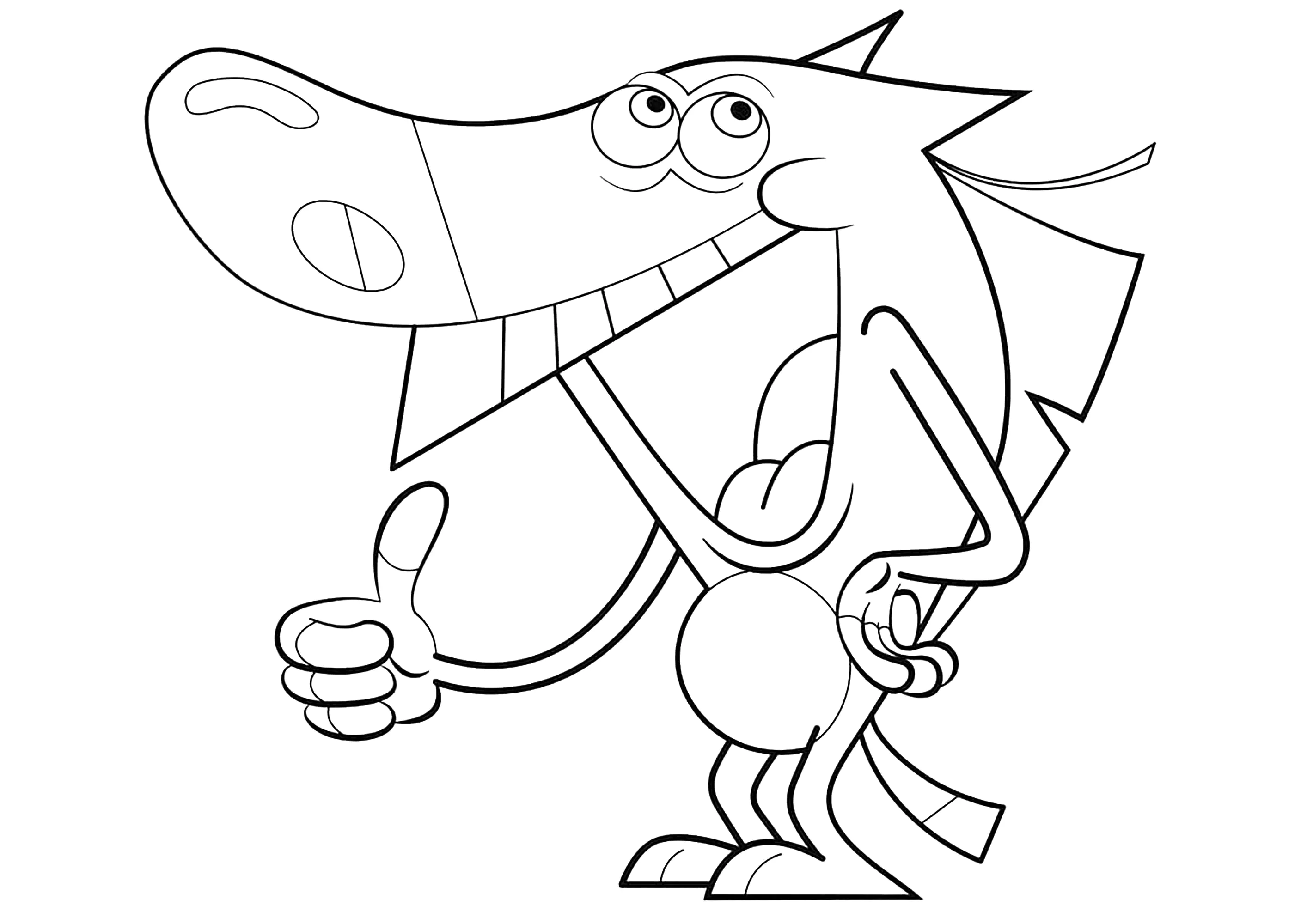 Sharko smiles broadly (Printable Zig and Sharko Coloring Page for Kids)