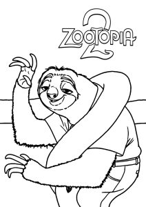 Flash the sloth in action (Zootopia 2 Coloring Page)