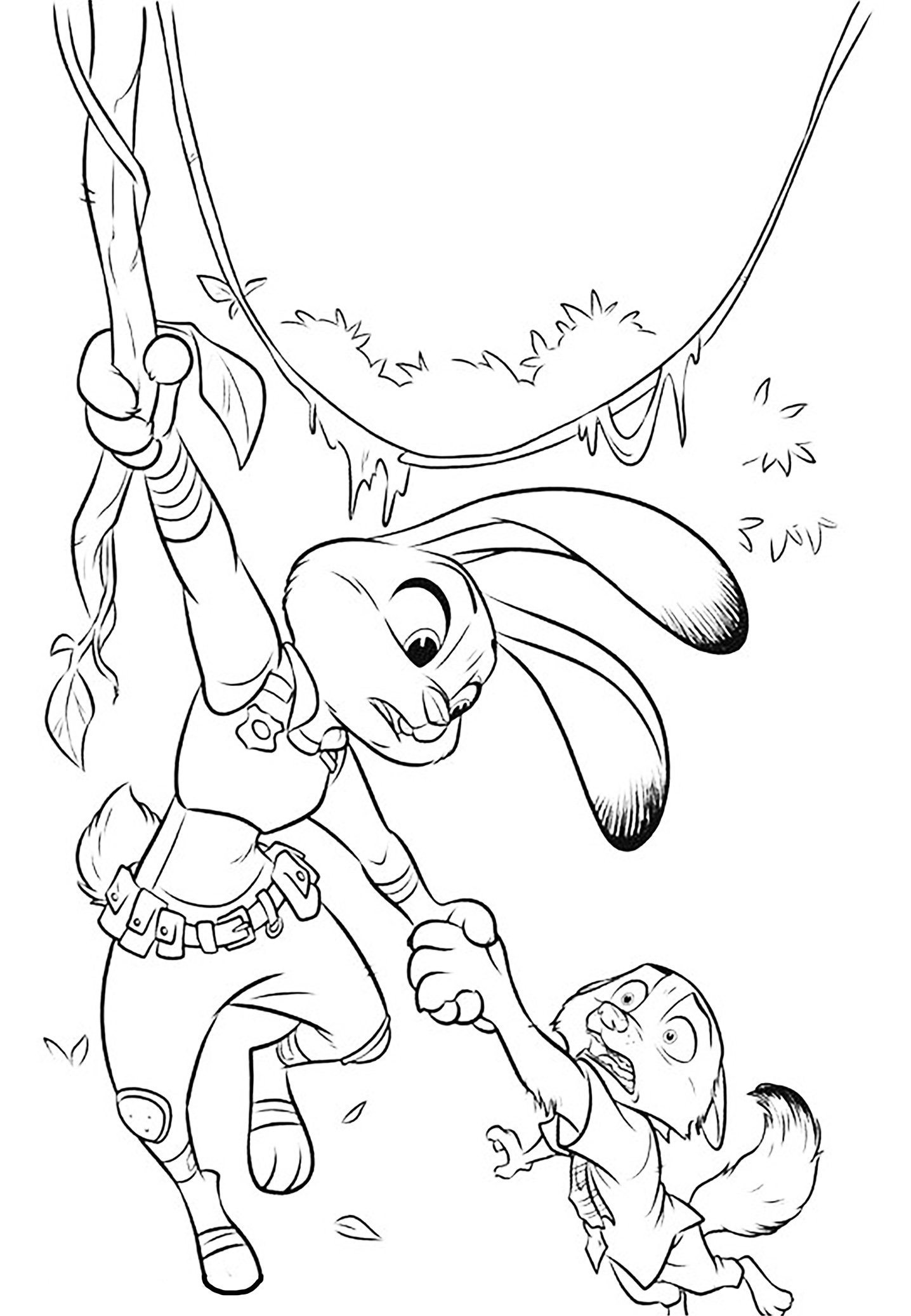 Incredible Zootopia coloring page to print and color for free : Judy Hopps helping her friend